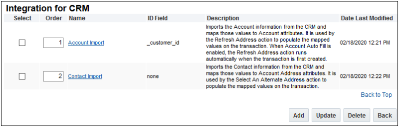 Integration for CRM  page