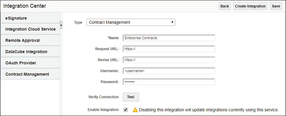 Contract Management integration