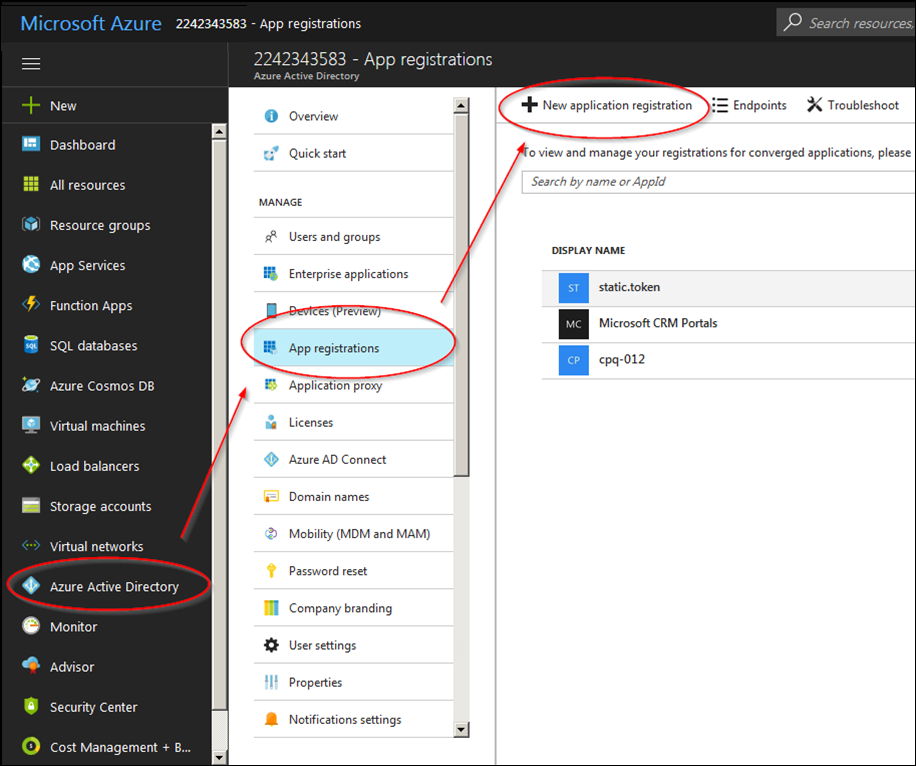 Navigate to Azure Active Directory > App registrations.
