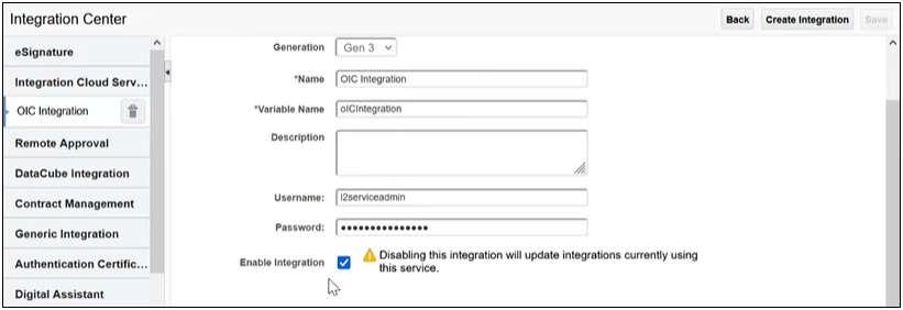 Create OIC Gen 3 Integration