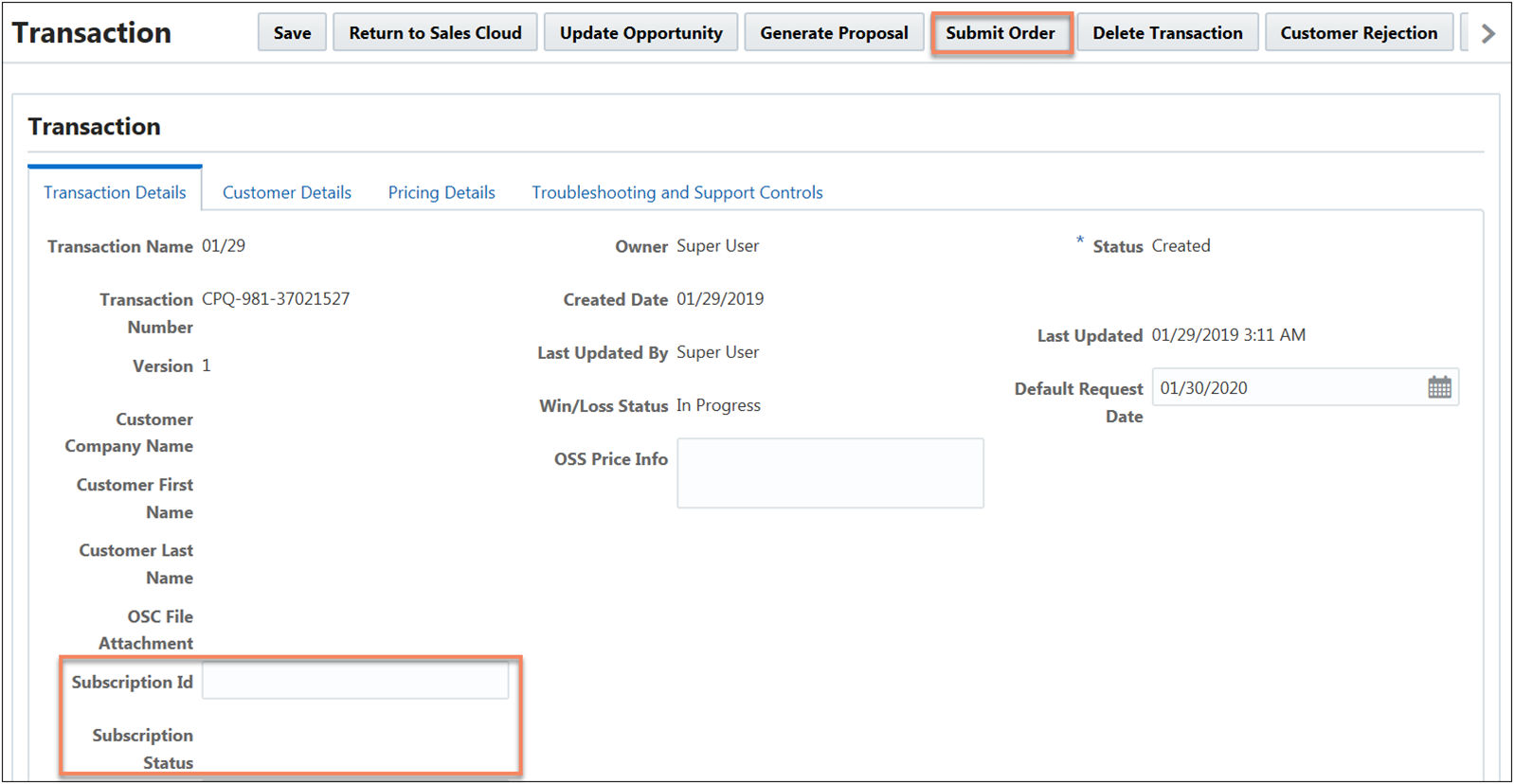 Transaction Submit Order