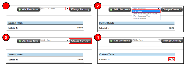 Changing the currency of a Transaction that does not contain line items
