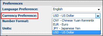 Currency Preferences