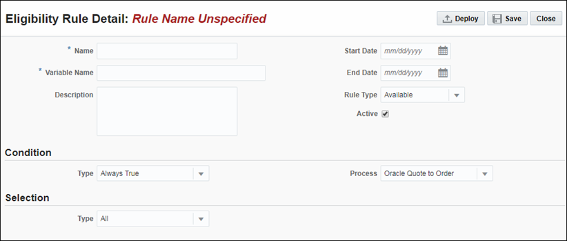 Eligibility Rule Detail page