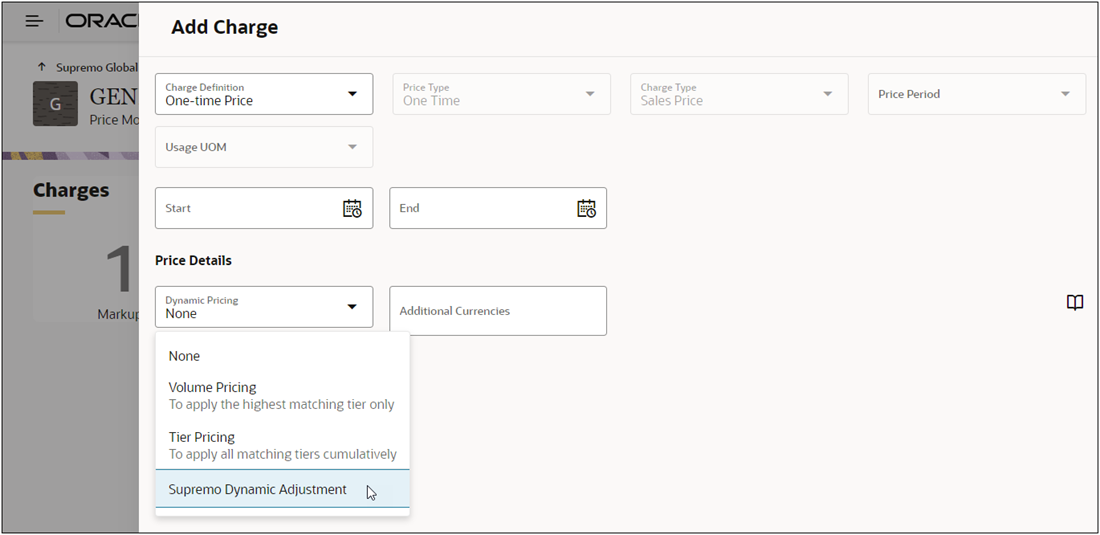 Select a Pricing Matrix Template