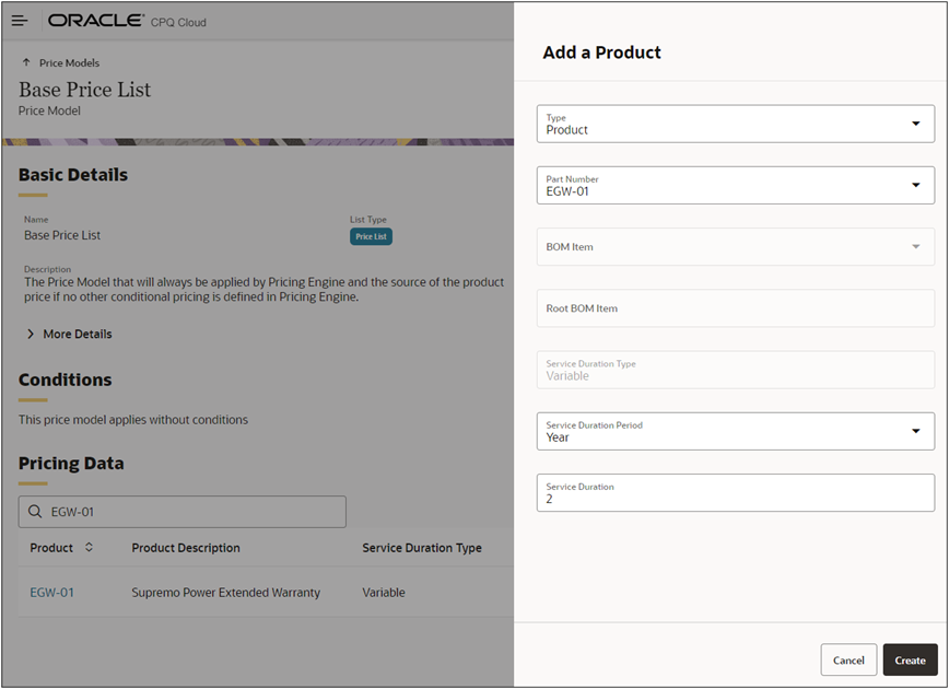 Add Service Duration Product