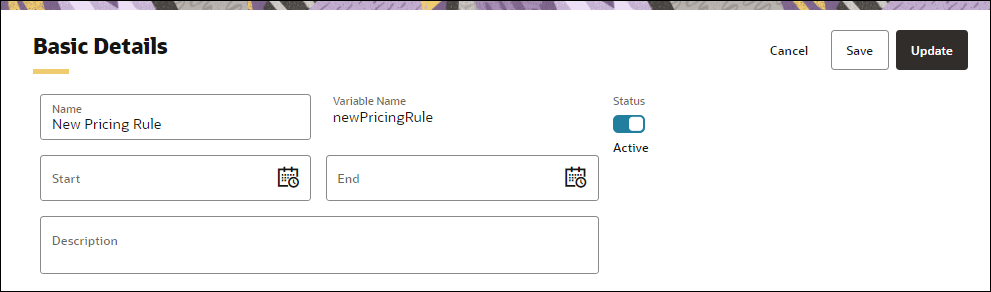 Edit pricing rule Basic Details