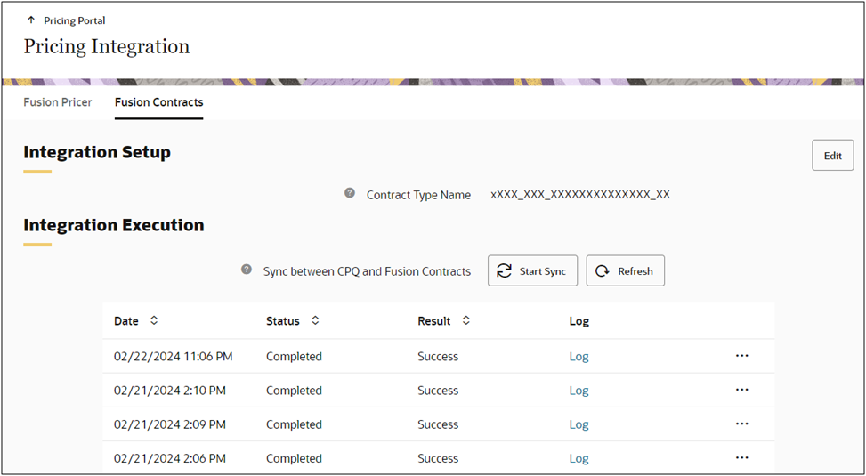 Pricing Integration - Fusion Contracts Tab