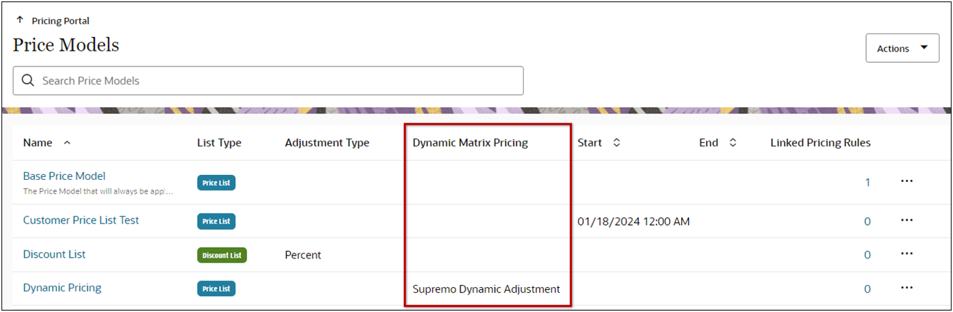 Dynamic Matrix Pricing column