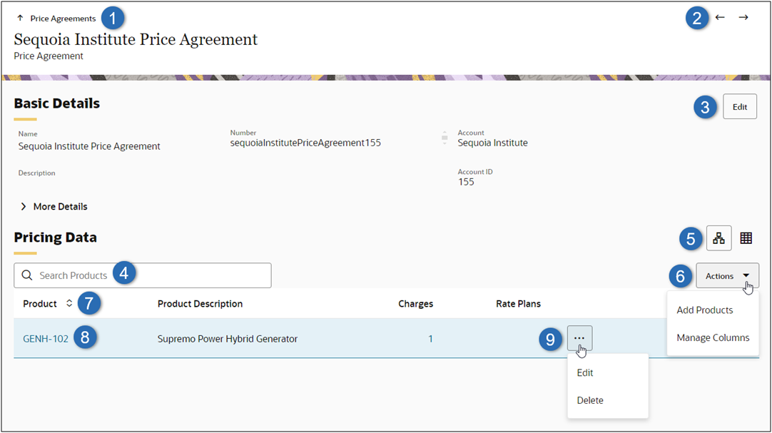 Price Agreement Page