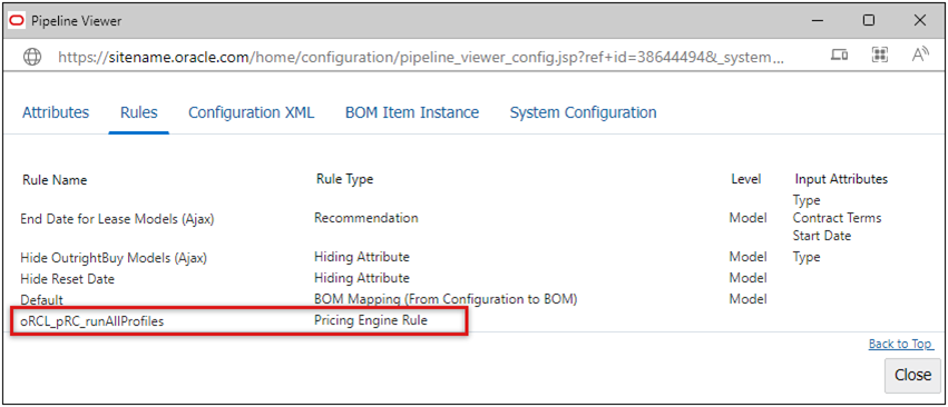 Pricing Engine Rule in Configuration Pipeline Viewer