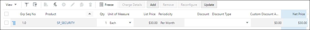 Product Charge in Line Item Grid