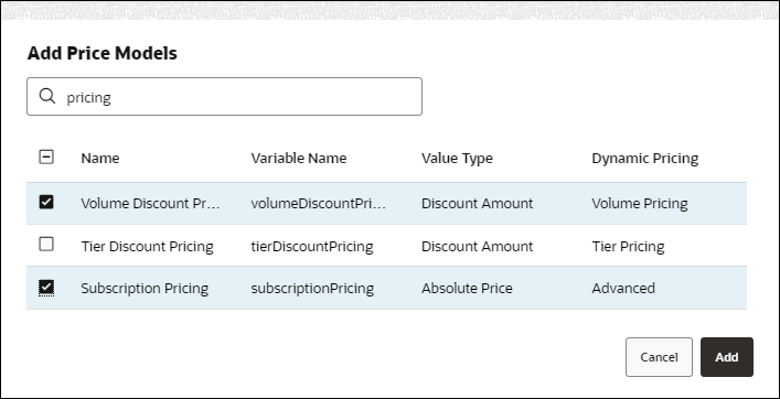 Add linked Price Models