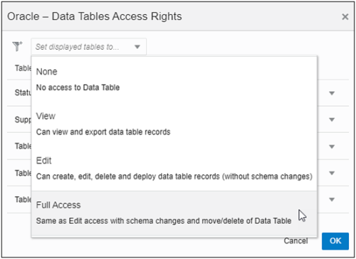 Select Access for a Data Table Folder