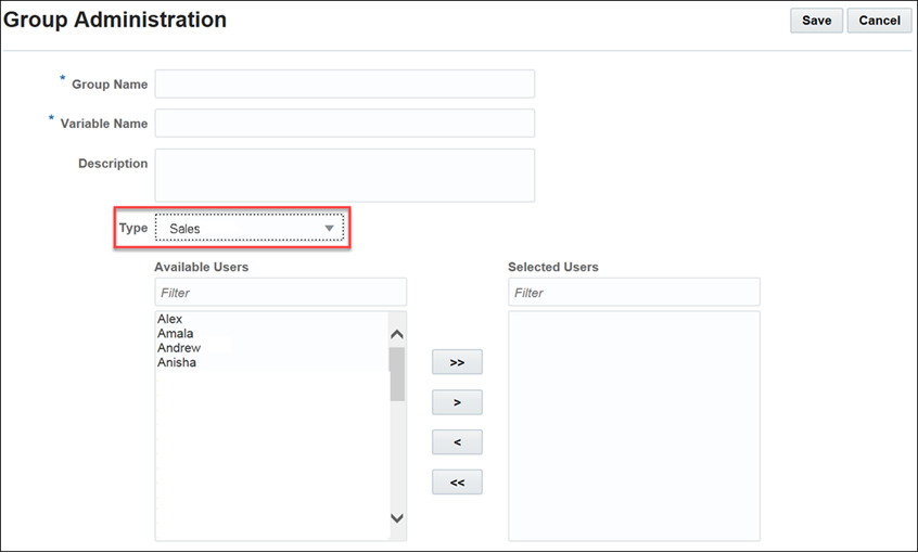 Group Administration page