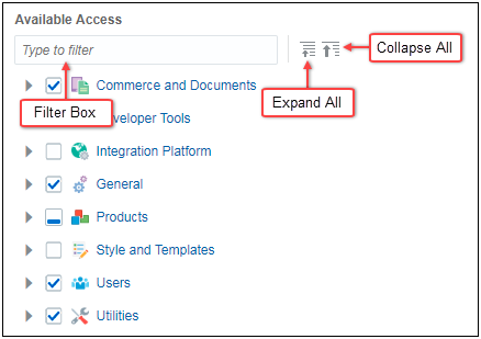 Expand. collapse, and filter access