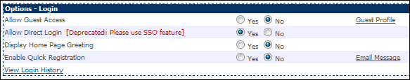 Options - Login