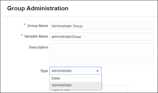 Select Administator type