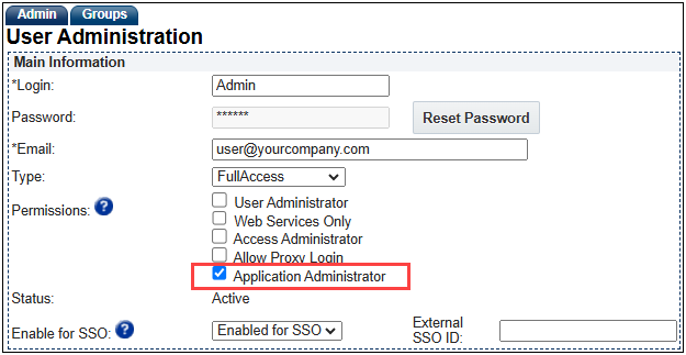 Application Administrator Permission