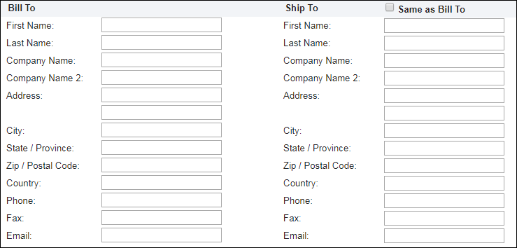 Bill To and Ship To section
