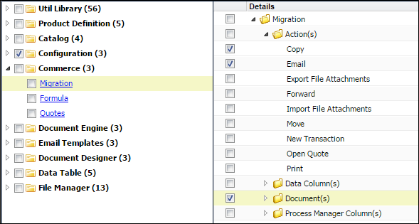Select the checkboxes of the desired objects in the Contents pane or the Details pan