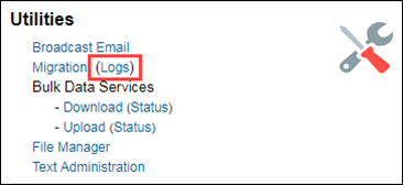 Click Logs in the Utilities section
