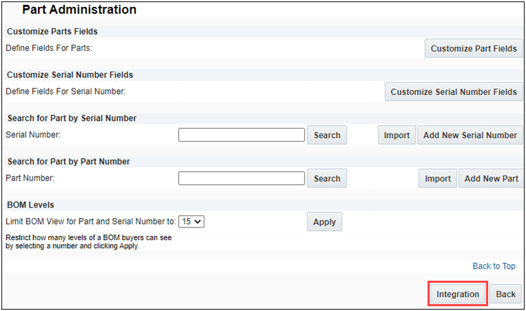 Oracle Fusion CRM Parts Administration