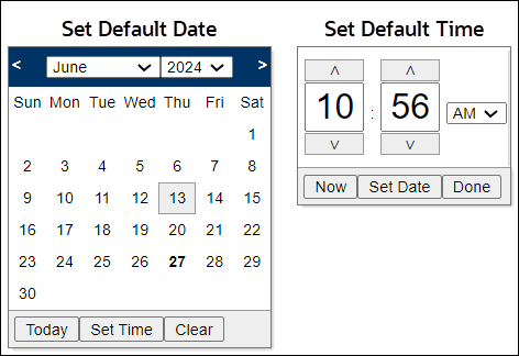 Set Default Date and Time