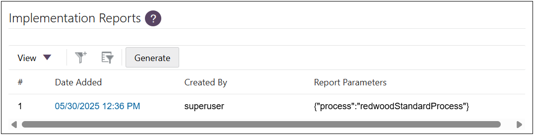 Implementation Report page