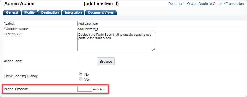 Admin Action - Action Timeout option