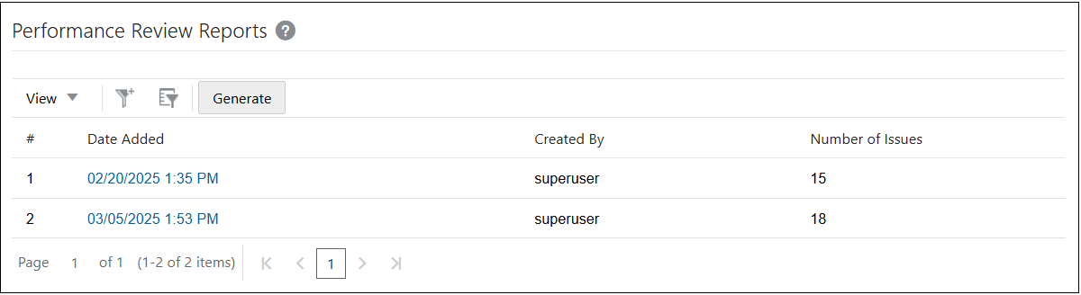 Performance Reviewer Logs