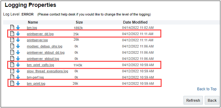 Print Server Logging Properties