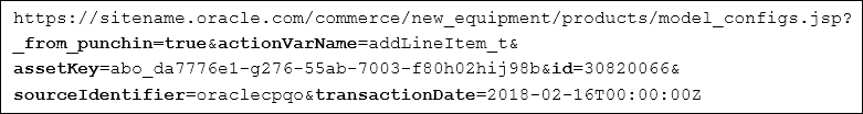 Internal URL sample with parameters to launch the Model Configuration Page