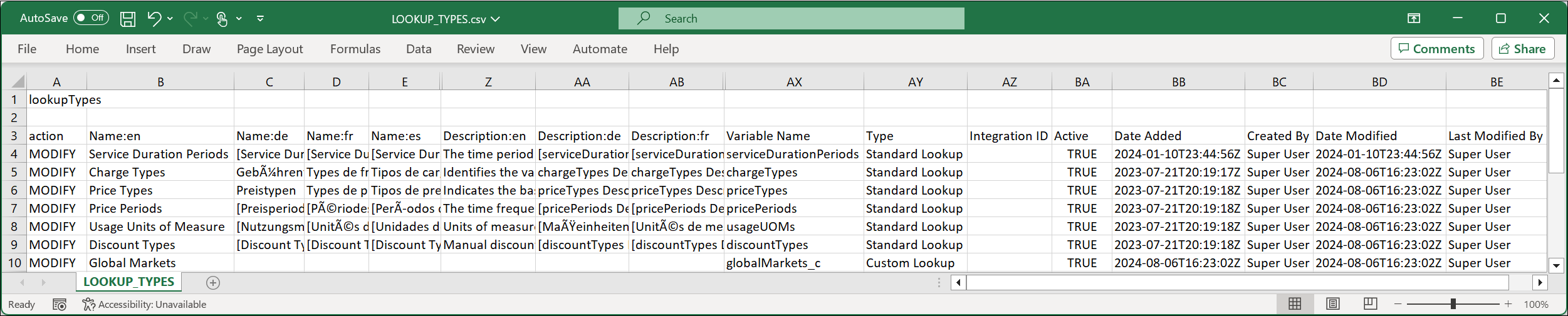Lookups Types excel file