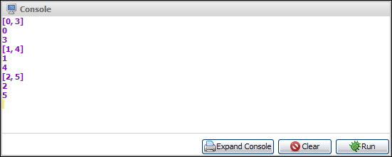 Output example of for...loop in 2-D Array
