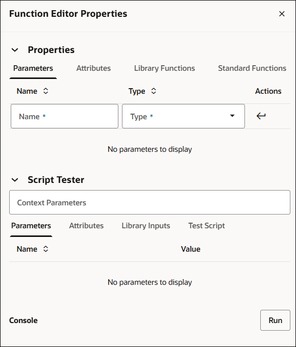 Function Editor Properties 