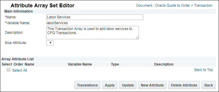 Attribute Array Set Editor