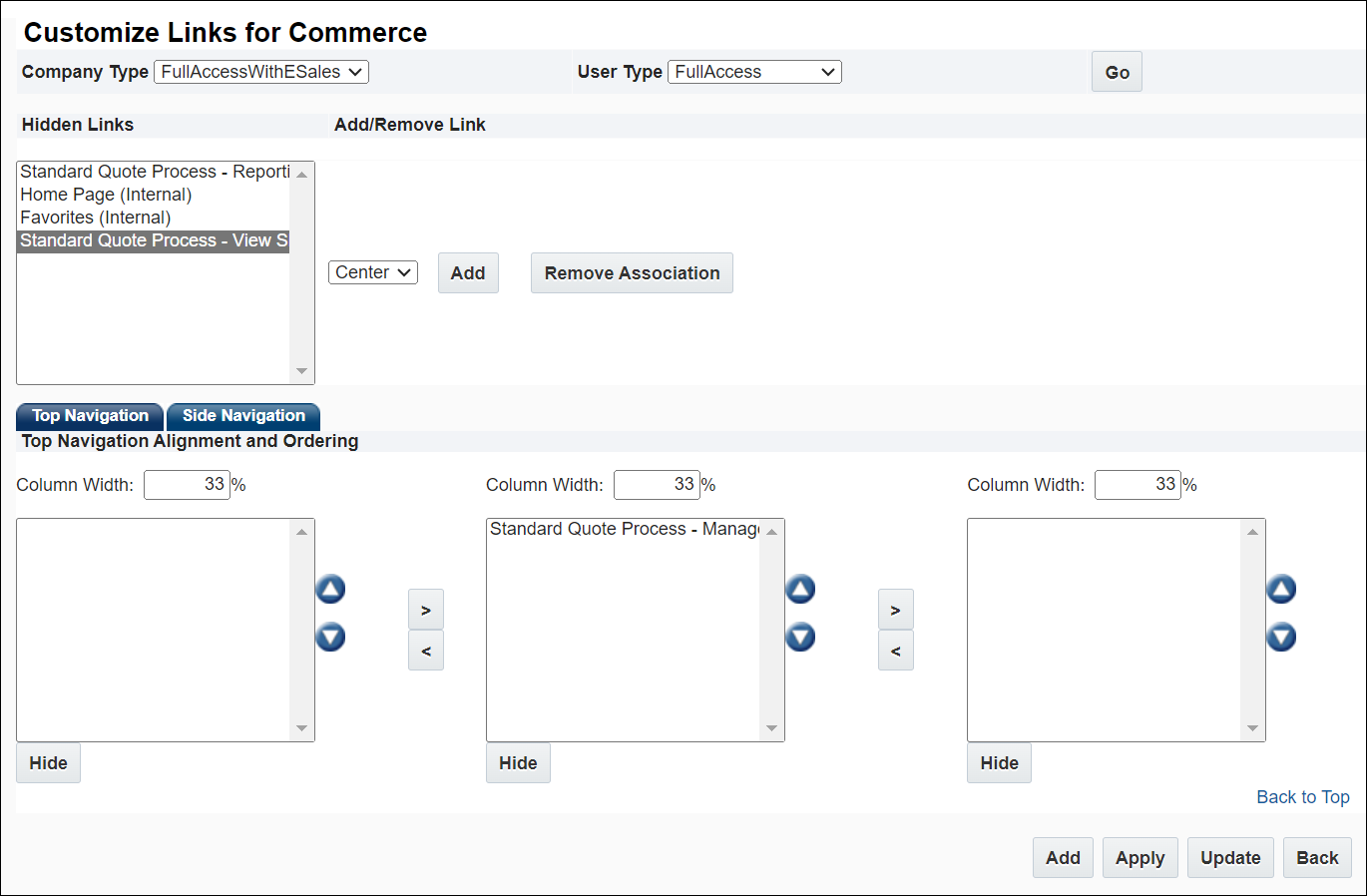 Customize navigation menus