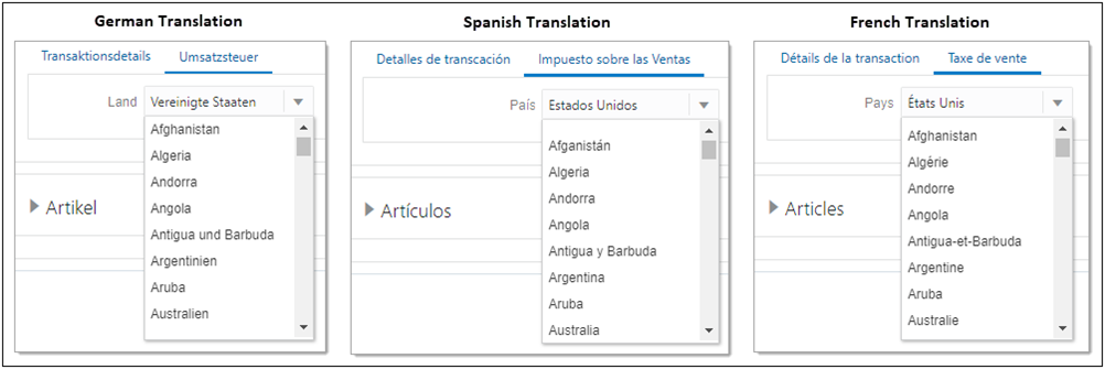 User side Translated Dynamic Menus