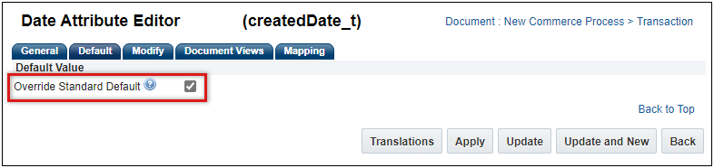 Standard Process Attribute Default Override