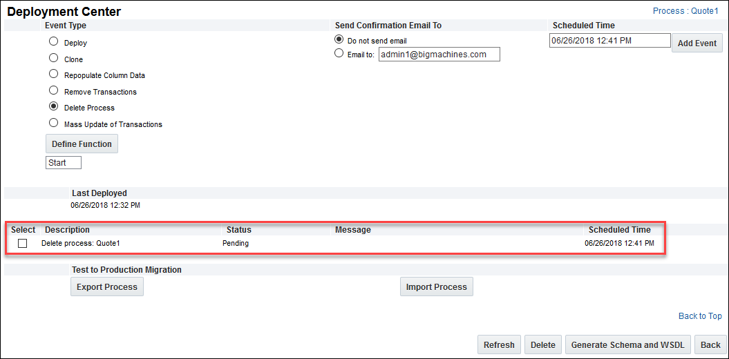 Delete Process event