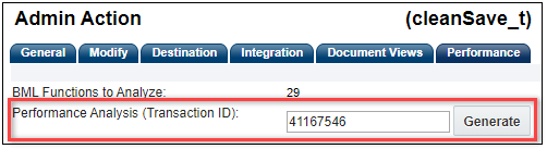 Generate Performance Analysis for Transaction ID