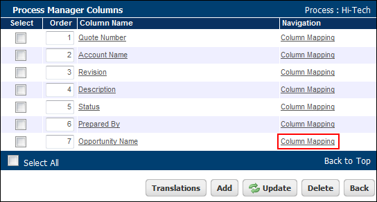 Select Column Mapping
