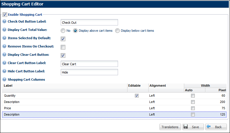 Shopping Cart Editor