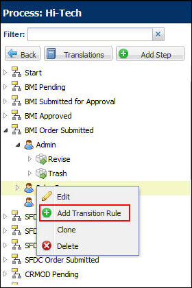 Create Transition Rule