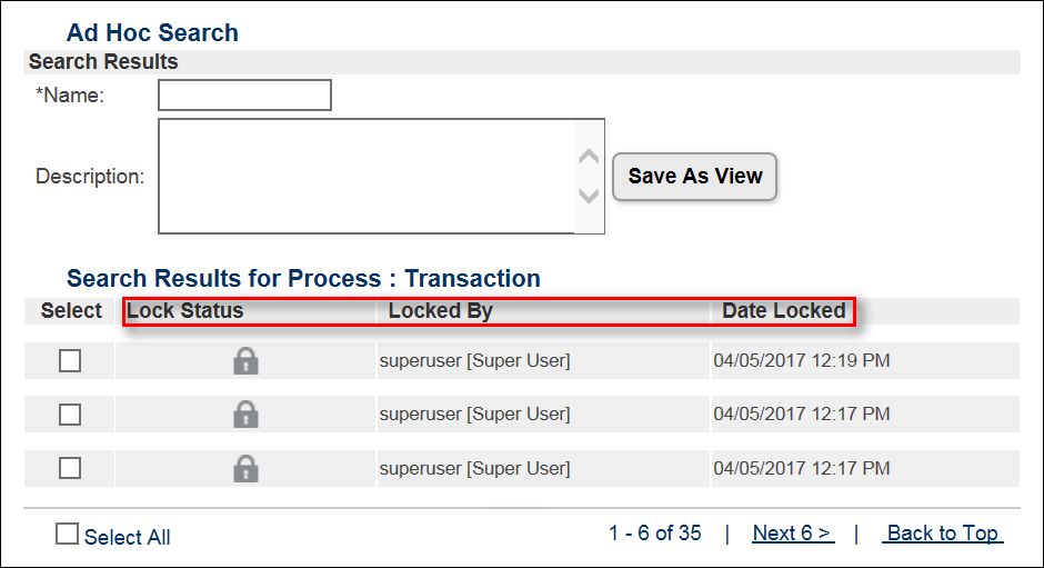  Lock Status, Locked By, and Date Locked special attributes displayed as columns in the search results
