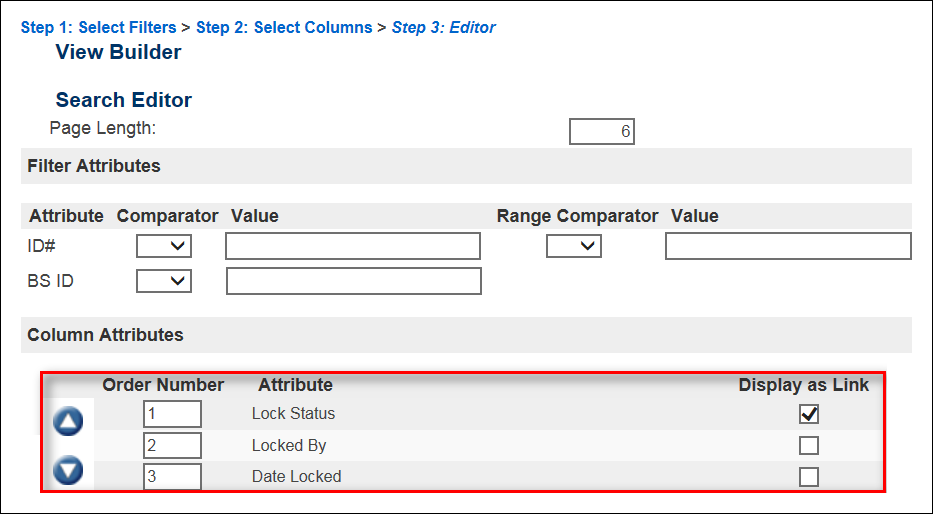 Specify the order in which to display the columns in the search results