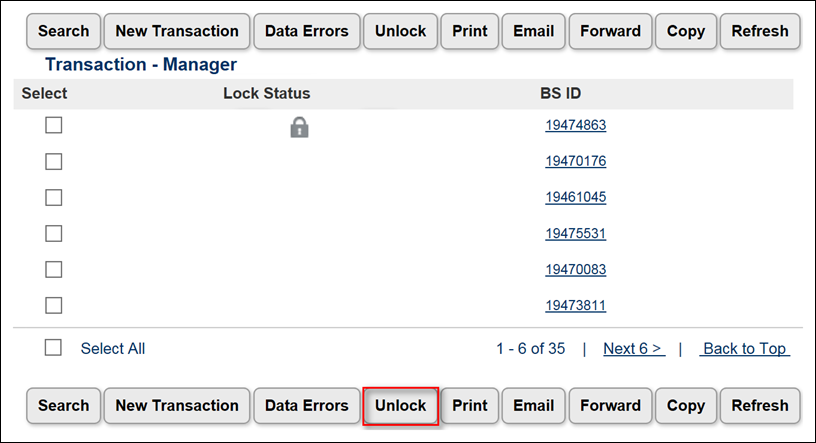 Unlock a Transaction