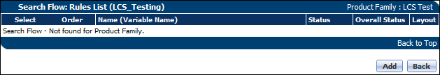 Search Flow Rules List page 