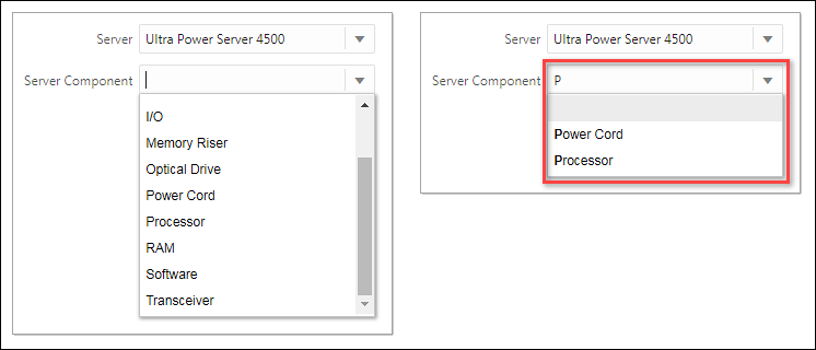 UI with Type to Filter Functionality